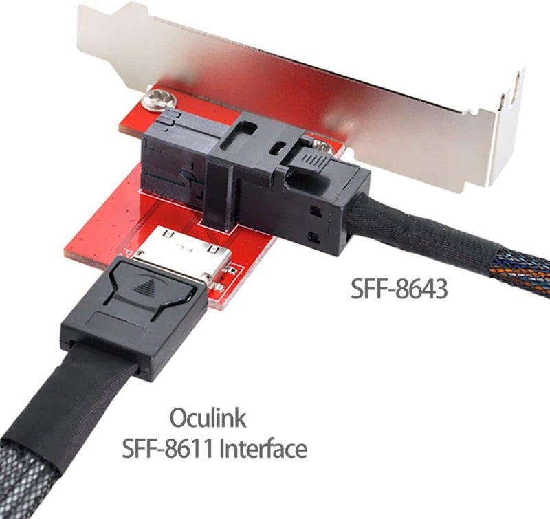 Chenyang Mini SAS HD SFF-8643 PCI-Express 4.0 to Oculink SFF-8611 SFF-8612 PCBA Female Adapter with Bracket - Image 3